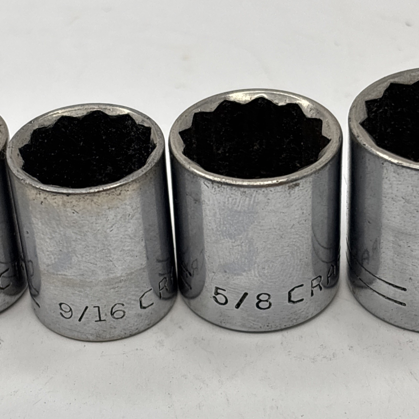 Craftsman USA 3/8 Drive SAE Socket Set 3/8-13/16 8pc 12PT V Vintage