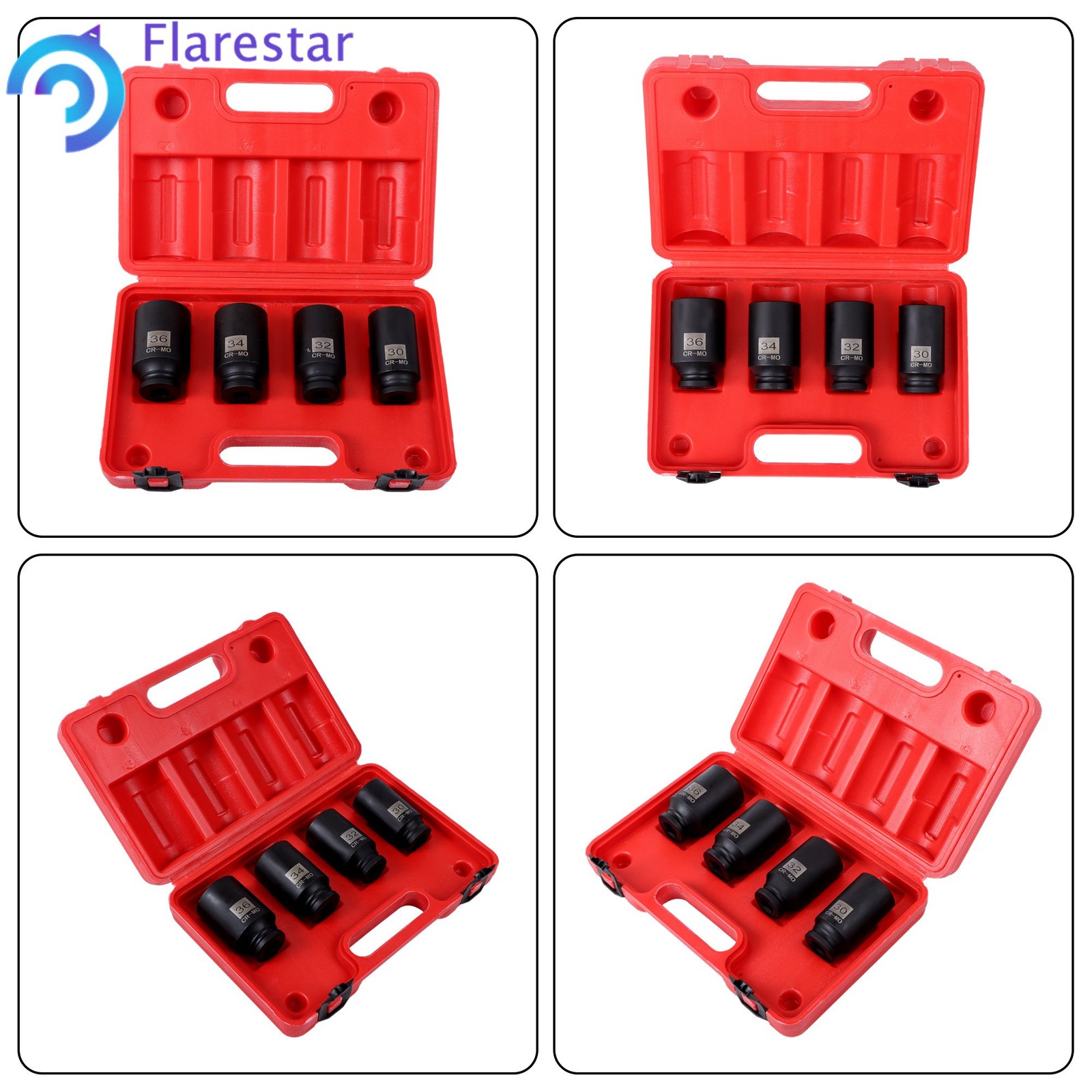4Pcs Drive Spindle Axle Nut Socket Set 30mm 32mm 34mm 36mm 12 Point