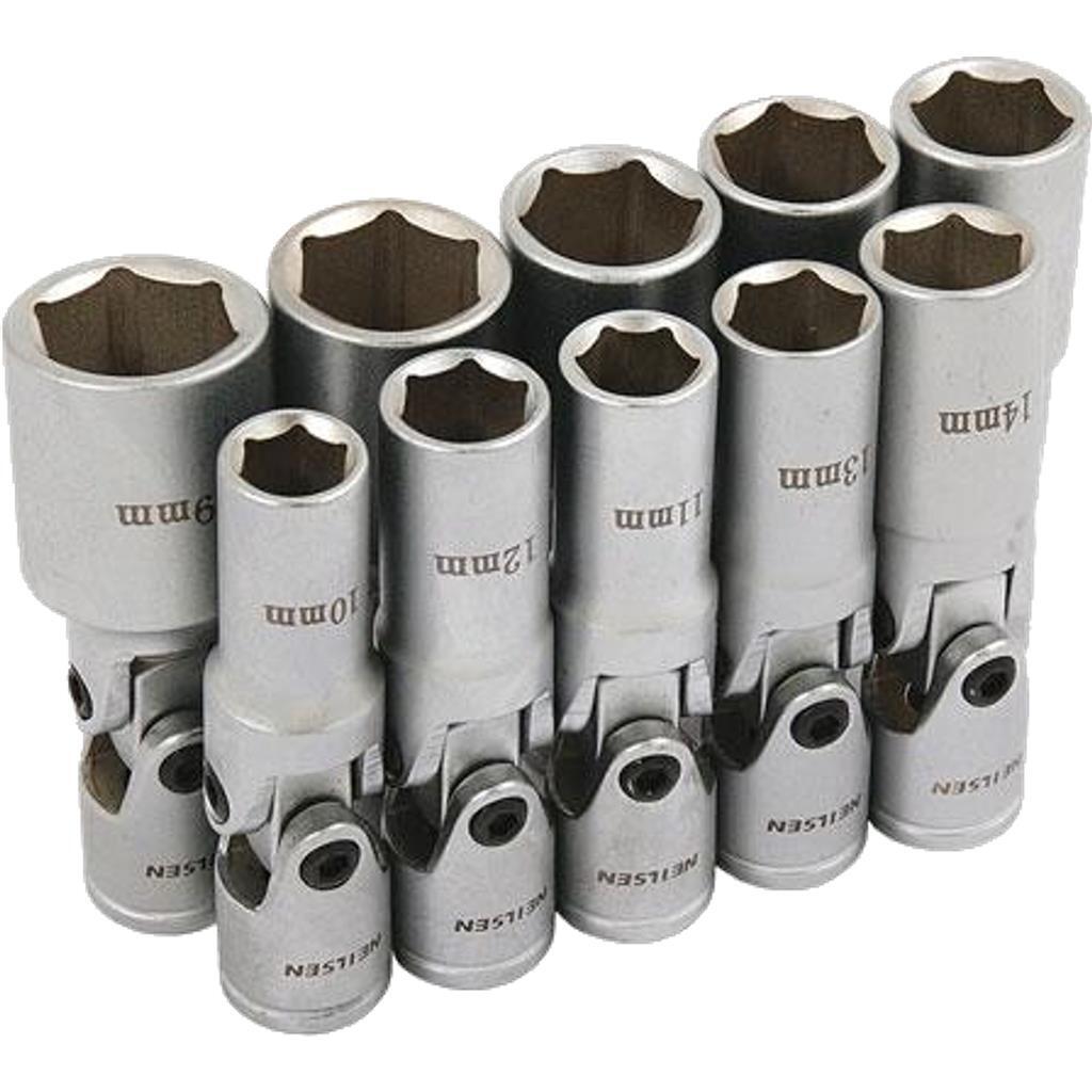 Neilsen Deep Metric Universal Joint Sockets 10mm – 19mm Socket Set 10pc 3/8″