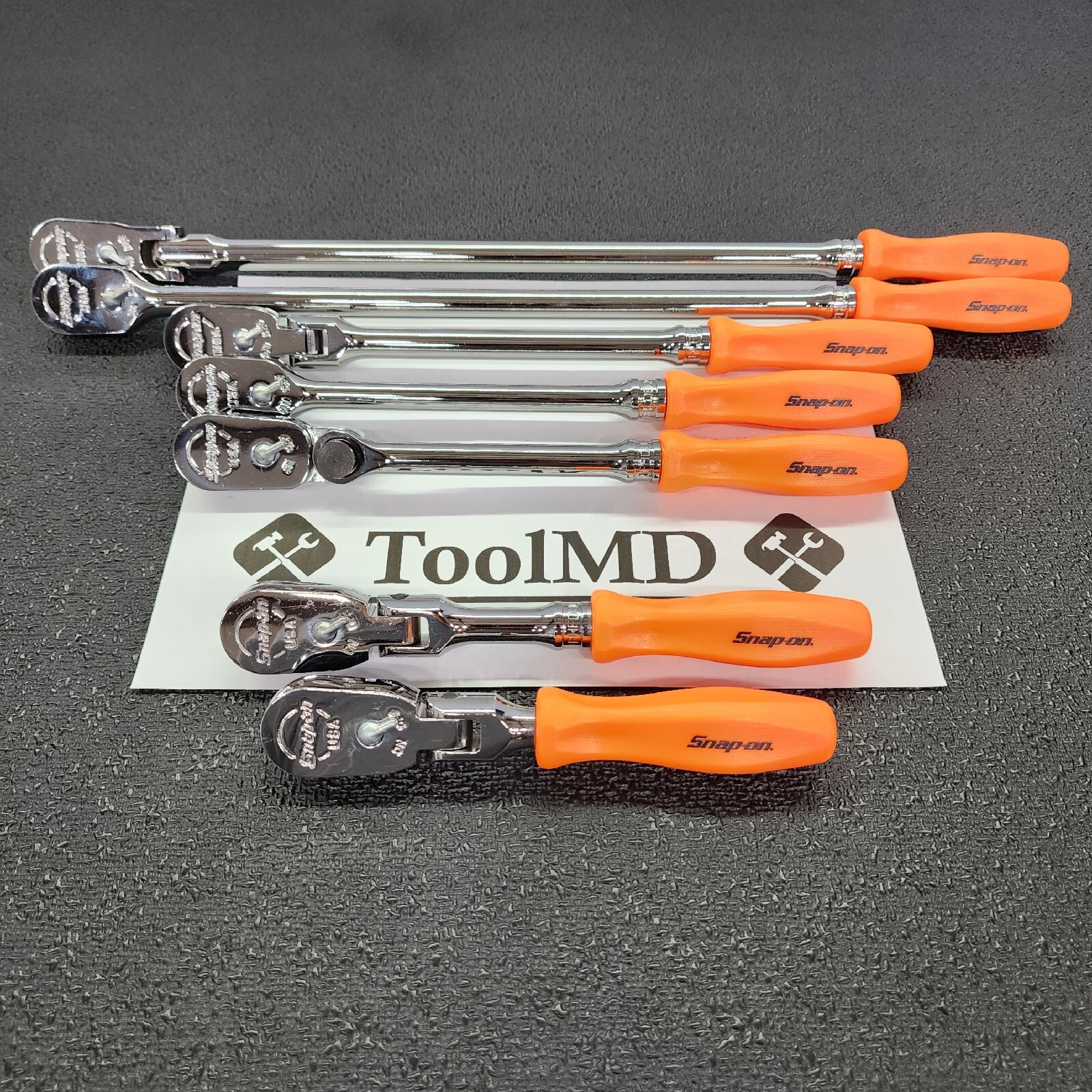 Snap-on Tools USA NEW 7pc ORANGE Hard Handle 3/8″ Drive Fixed Flex Ratchet Set