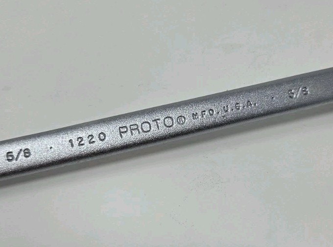 Proto 1220 5/8” Combination Wrench Made in USA Chrome Satin 12 Point Vintage