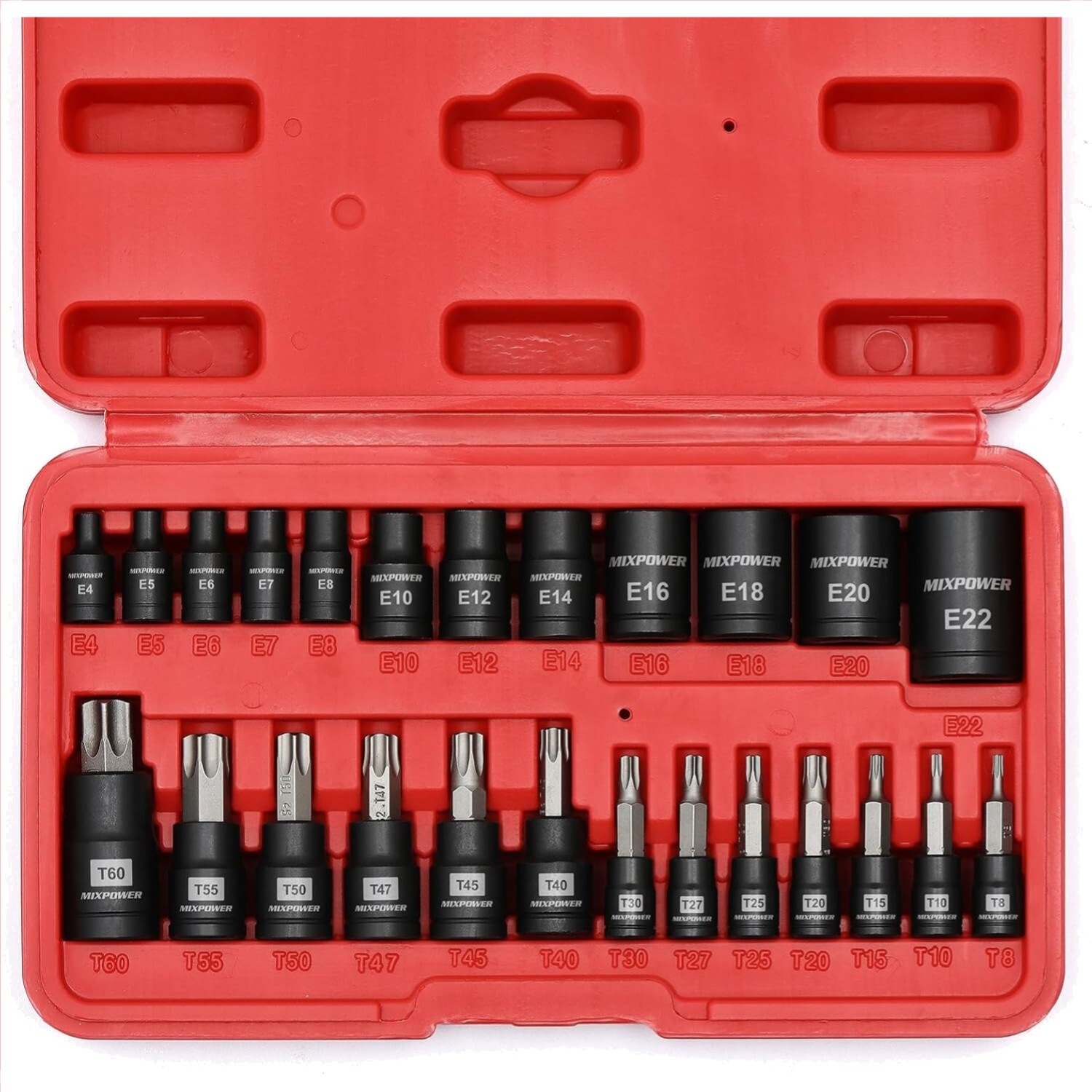 Durable Torx Bit and E-Torx Socket Set – Essential 25-Piece Mechanics Tool Kit