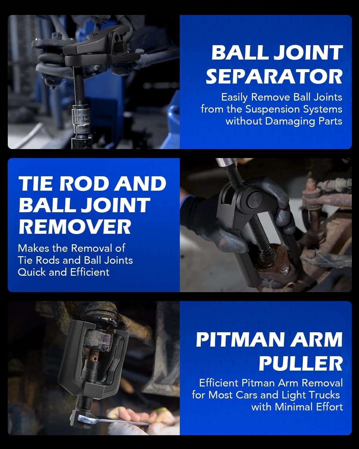 5-In-1 Ball Joint Separator, Pitman Arm Puller, Tie Rod End Tool Set for Front E