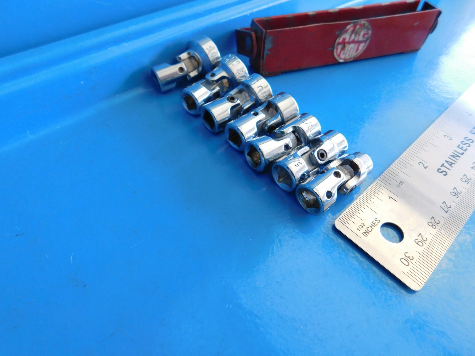 USED,MAC TOOLS «1/4 IN. THRU 9/16 IN » 1/4 DR. UNIVERSAL SOCKETS, LOT OF 7 USA