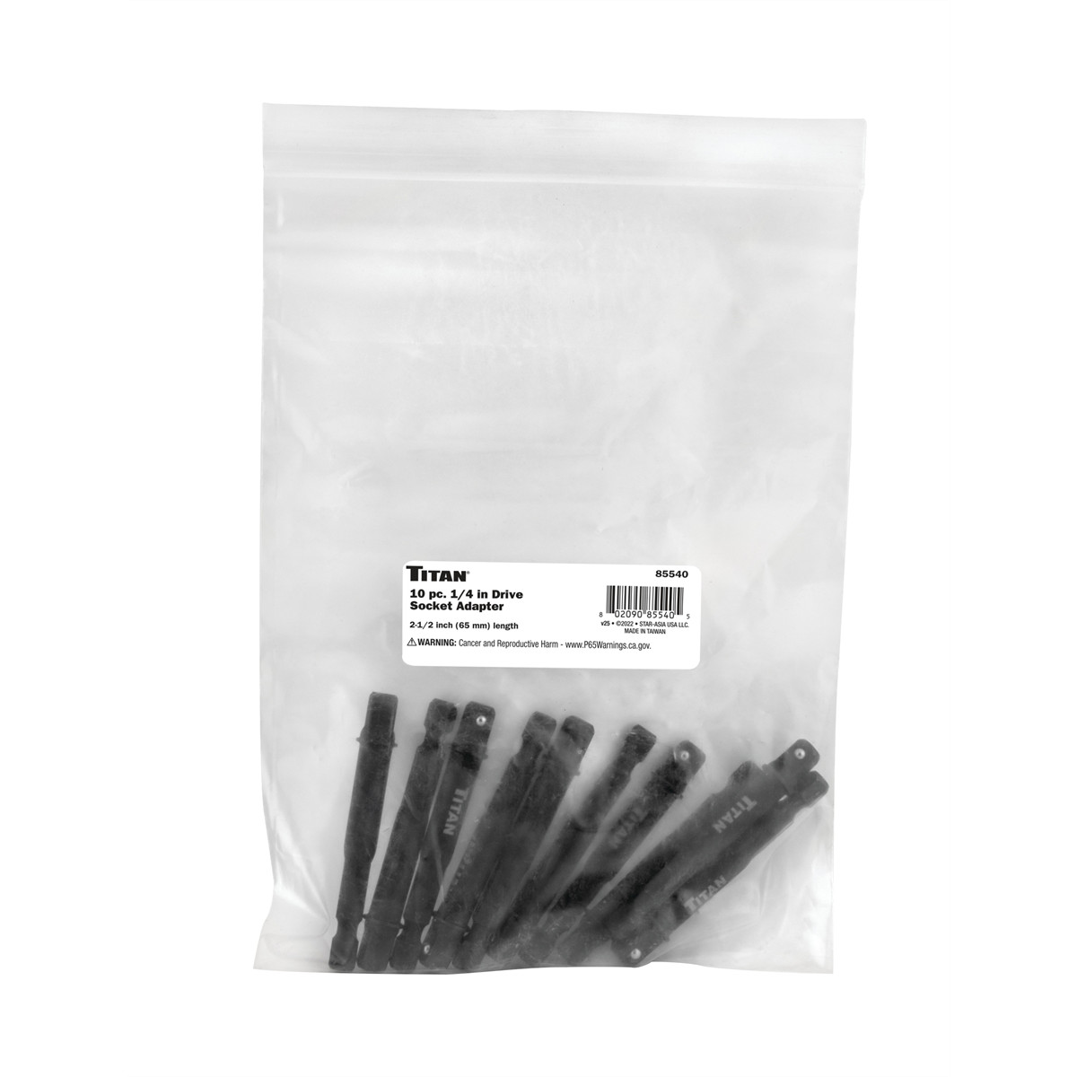 Titan 10 pk. 1/4 in. Dr. 2-1/2 in. Socket Adapter