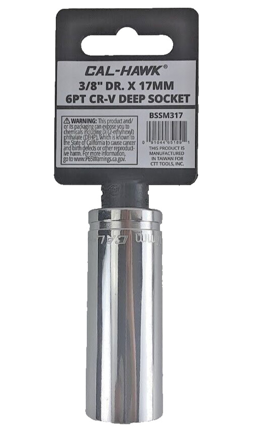 3/8″ DR. X 17 MM DEEP 63mm Length SOCKET 6 POINT Chrome-Vanadium CR-V MATERIAL