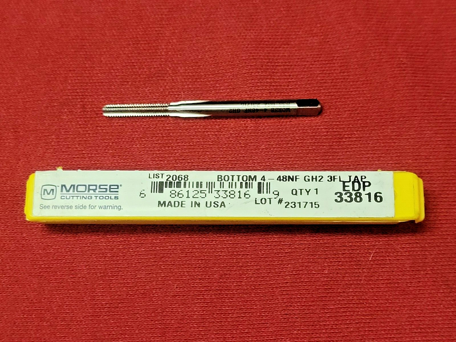 4-48 NF Bottom Hand Tap Morse MT3733816 HSS H2 USA 3 Flute