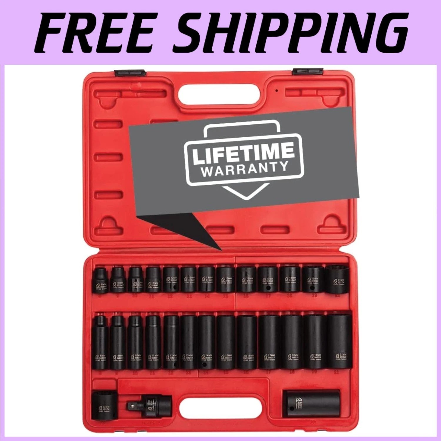 Sunex 3330 3/8″ Drive Impact Socket Set, 29-Piece Metric