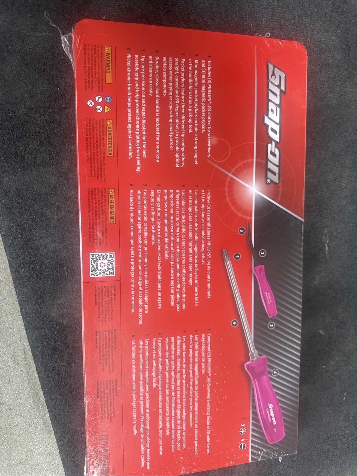 For Snap-on Tools ELECTRIC PINK 10pc Screwdriver/Pocket Prybar Set SDDDPBX100EP