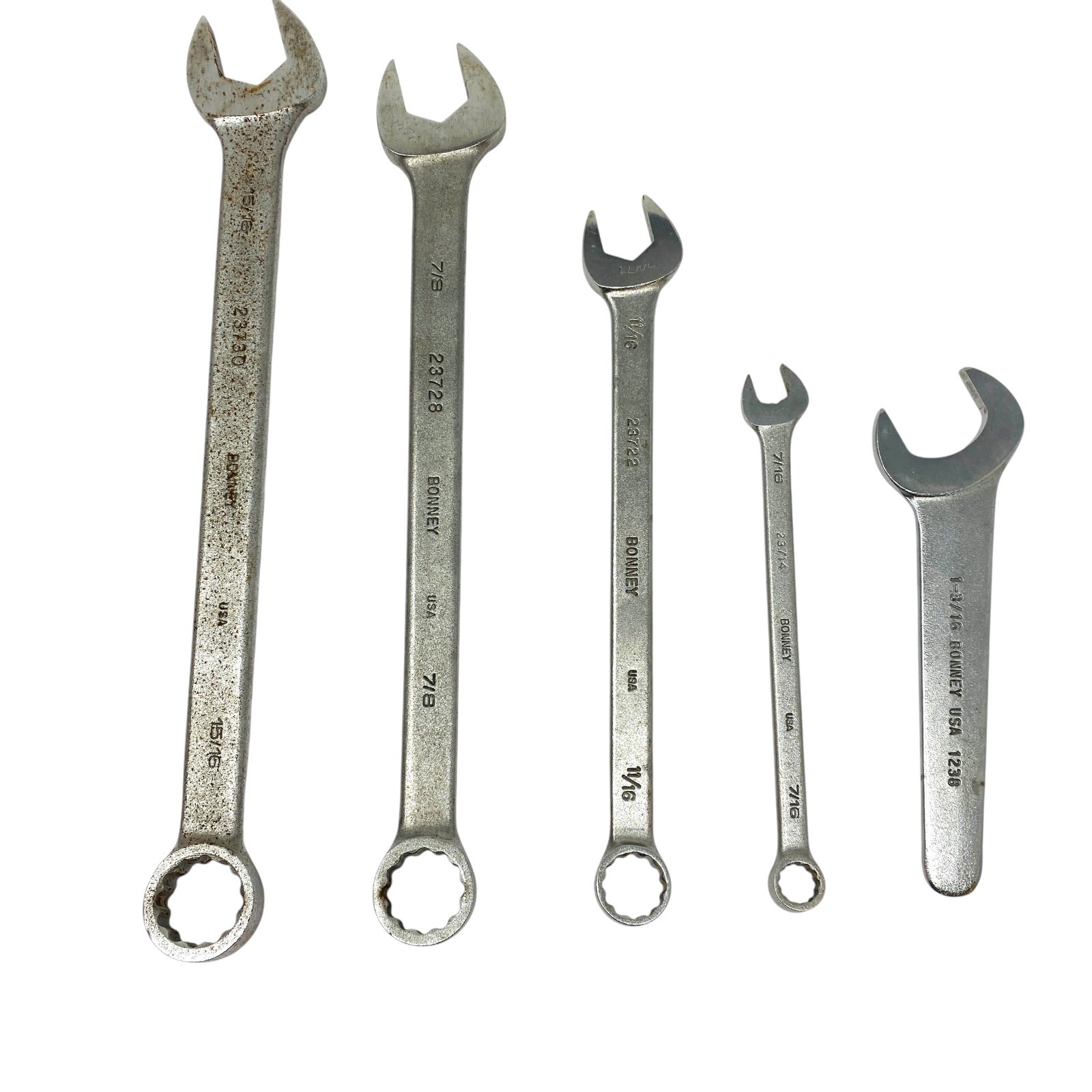 Bonney USA Lot Mixed Combination & Open End Wrench Hand Tool Set, 5 Pcs