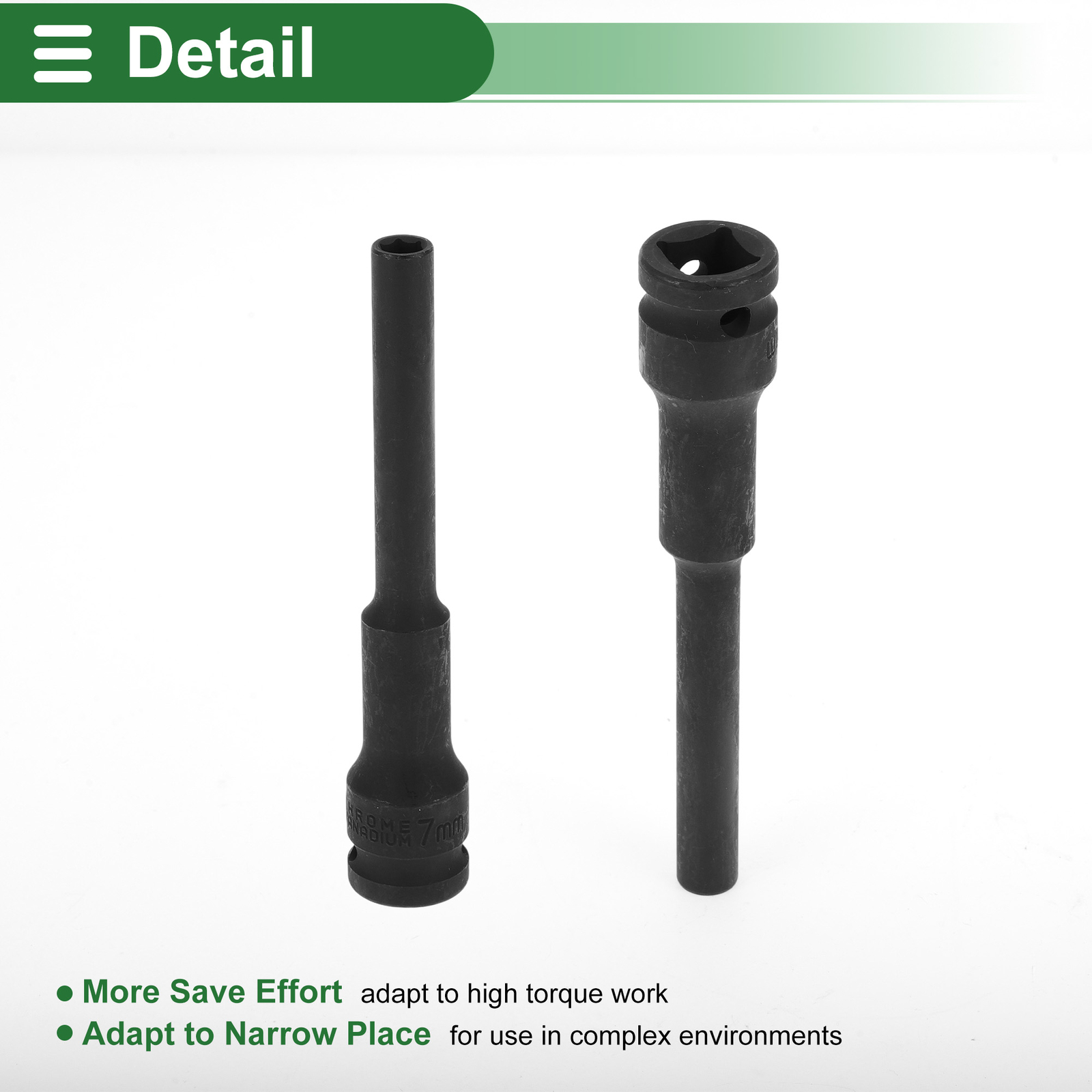 Universal 1/2 Inch Drive Impact Socket 7mm 6 Point Alloy Steel Black 1 Pcs