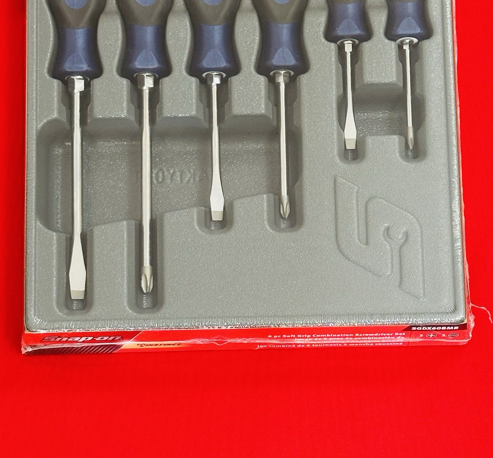 Snap On Tools Screws Set SGDX60BMB Metallic Blue Soft Grip Comb 6 Pc. Set NEW!