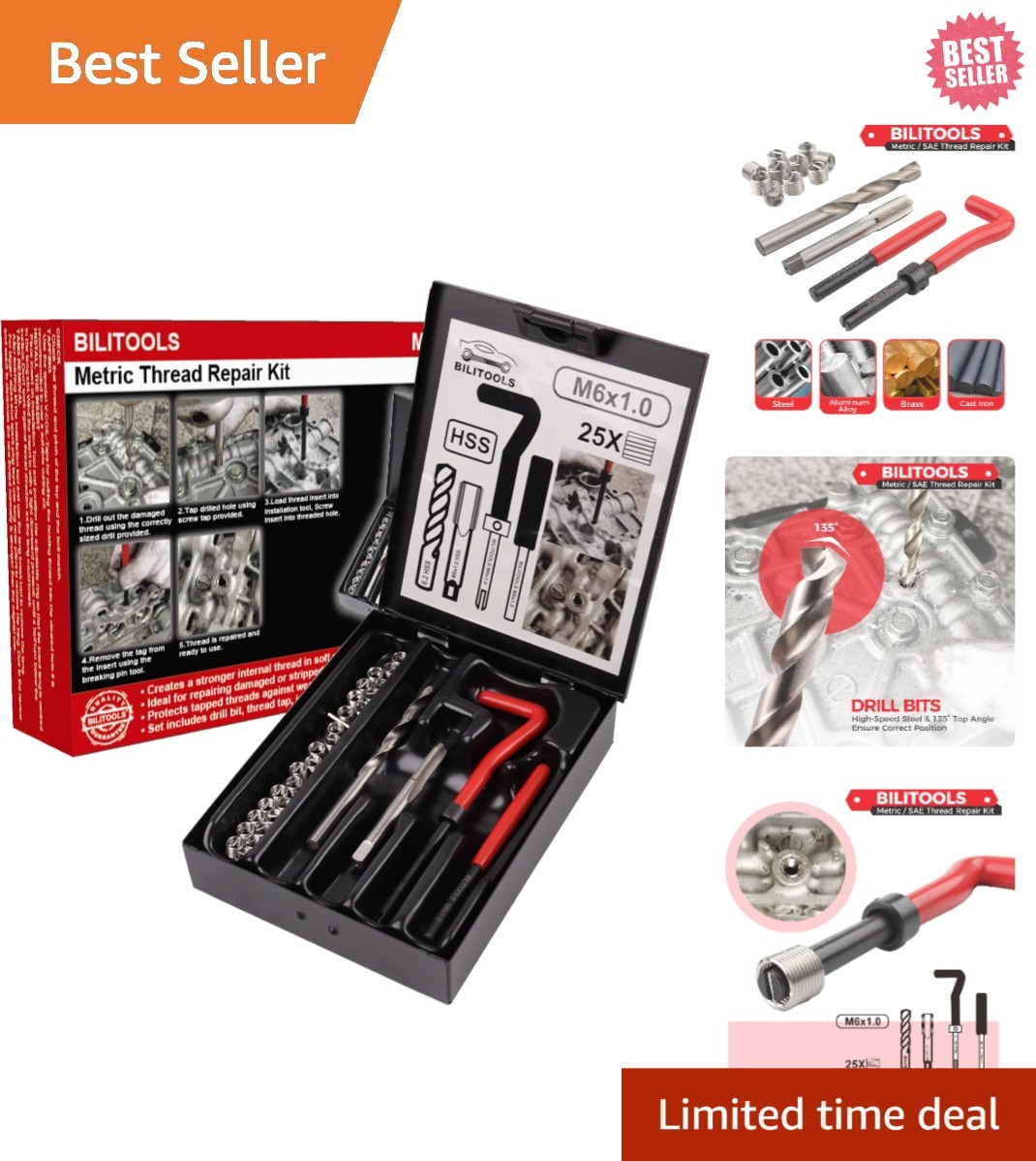 Efficient M6x1.0 Helicoil Repair Kit – Complete Tool Set for Stripped Threads