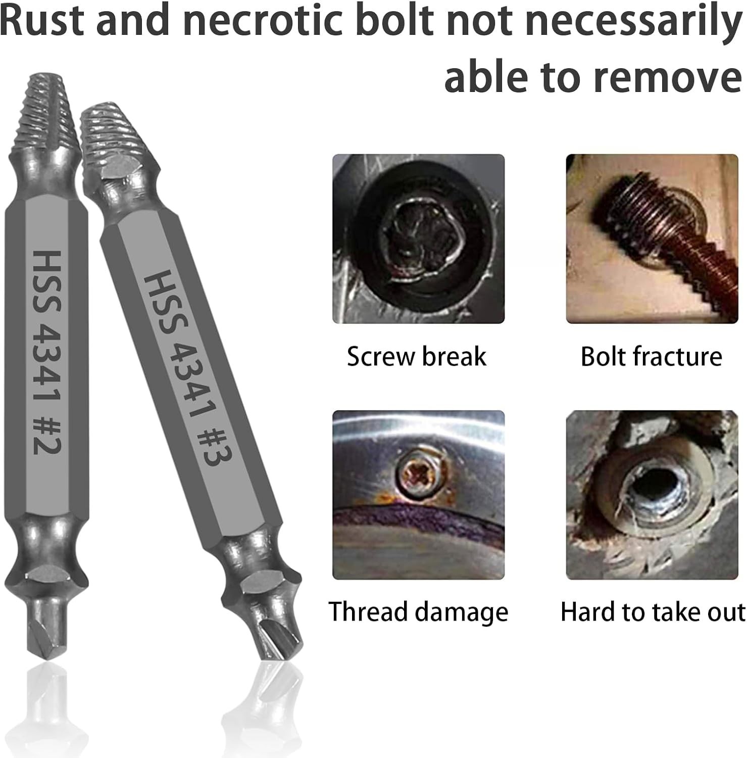 Screw Extraction Set, Grey Industrial Finish