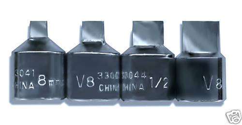 V8 Tools 3304 4 Piece 1/2″ Drive Square Drain Plug Socket Set
