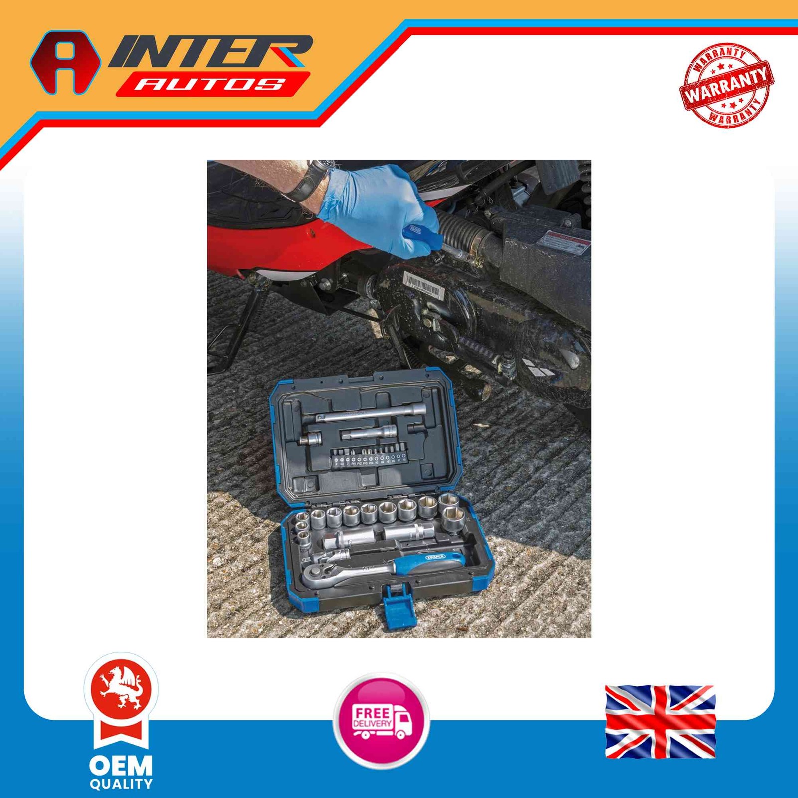 Draper Metric Socket Set, 3-8″ Sq. Dr. (34 Piece) 89558
