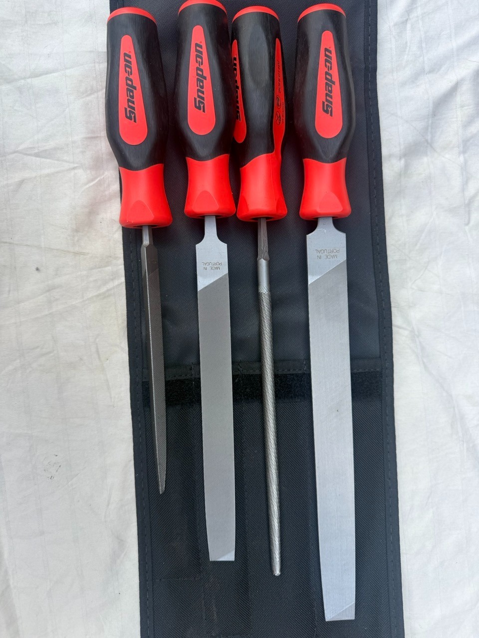 Snap On red 4 pc file handle set with pouch new sghbf500a