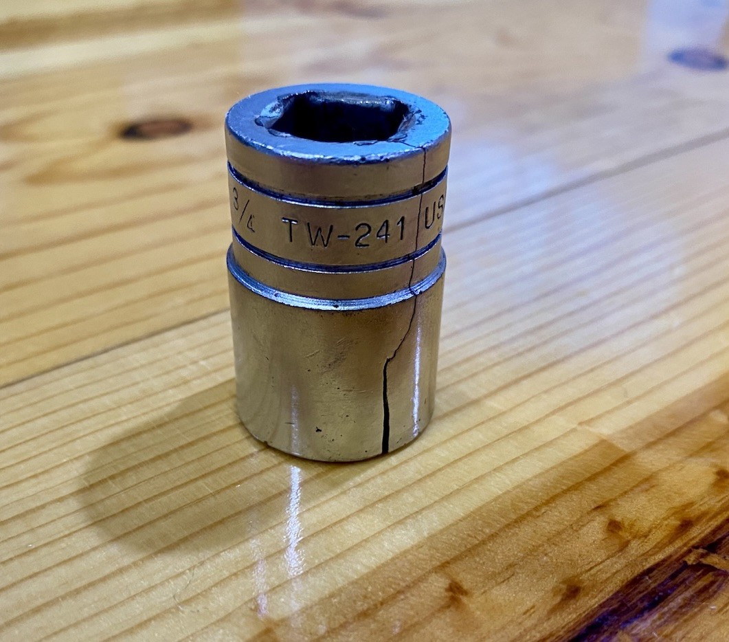 Snap-on Tools 1/2 Drive 3/4″ 6PT Shallow Socket Crack/ Broken TW241 USA