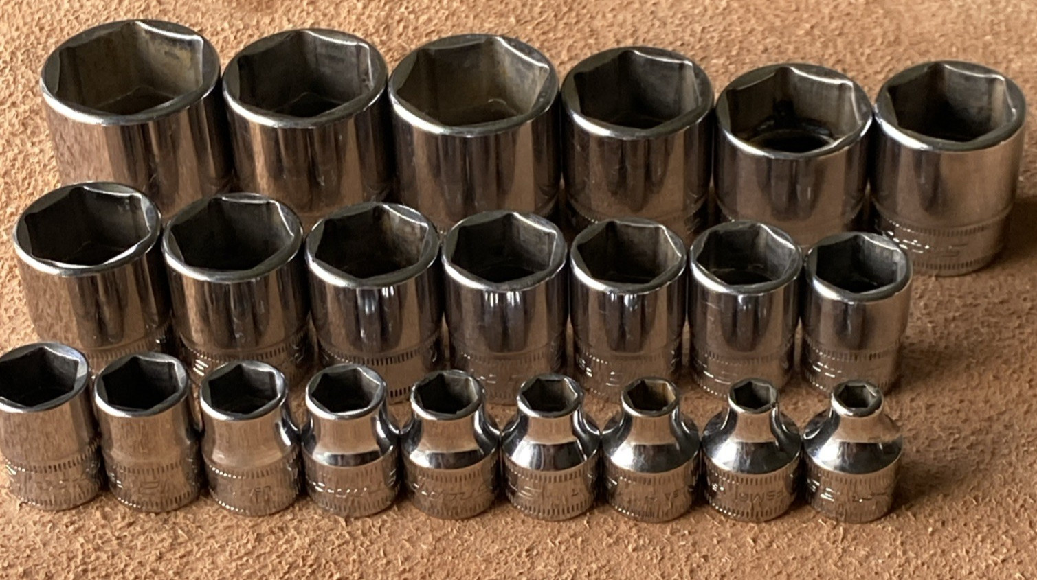 Snap-on 22Pc Metric 3/8 Drive Shallow FSM Socket Set 5.5mm-26mm 6Pt Minty