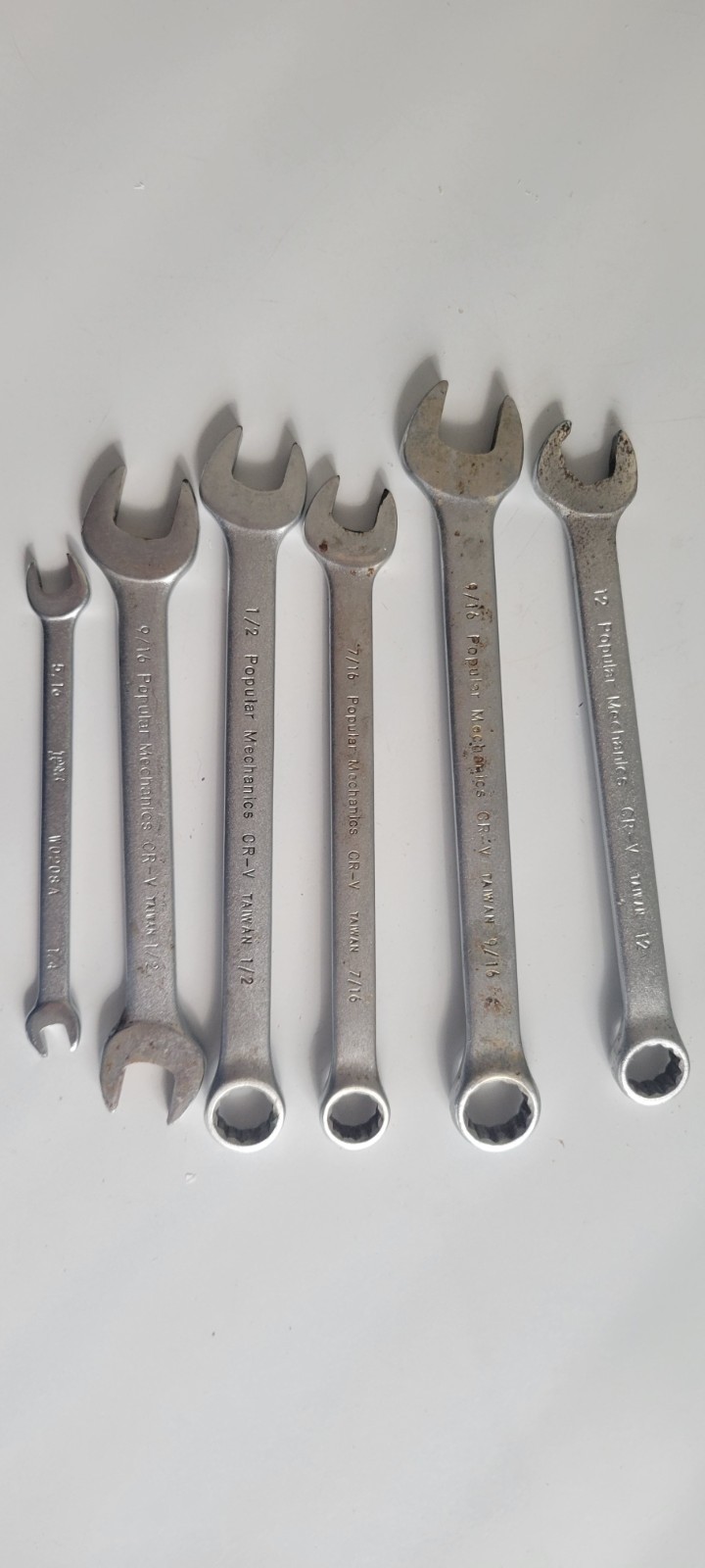 Set of 6 Popular Mechanics PM Wrench 5/16+1/4,1/2+9/16,1/2,7/16,9/16,12mm