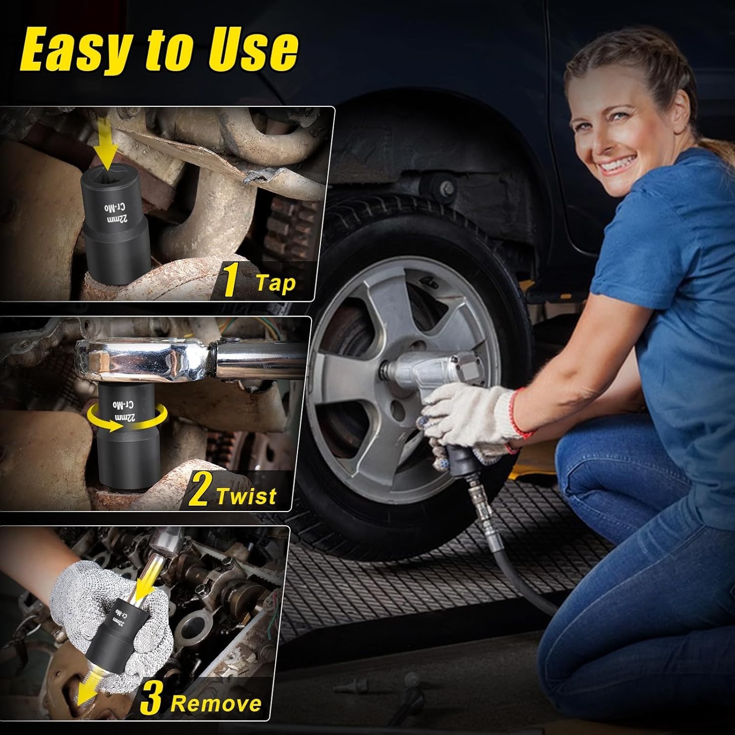 Durable 6-Piece Stripped Lug Nut Extractor Set | Perfect for Auto Repairs