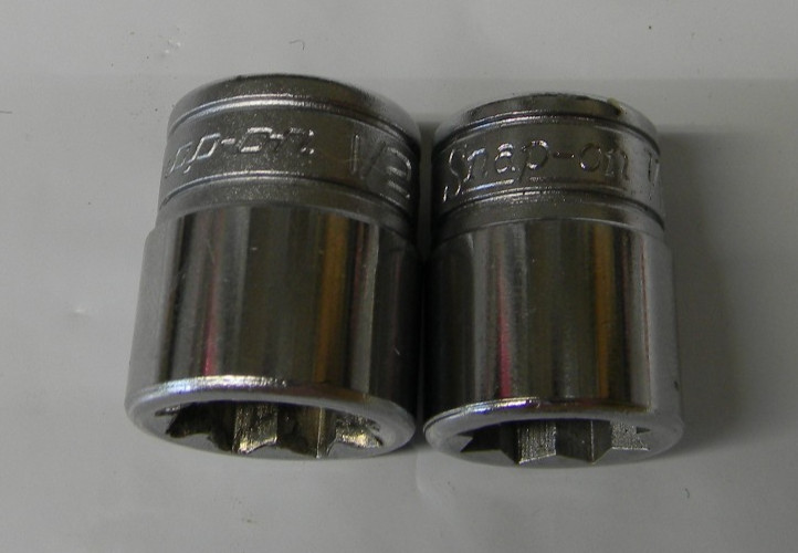 SNAP-ON 3/8″ DRIVE 2PC SAE 8PT DOUBLE SQUARE SOCKETS 7/16″ #F314 AND 1/2″ #F316