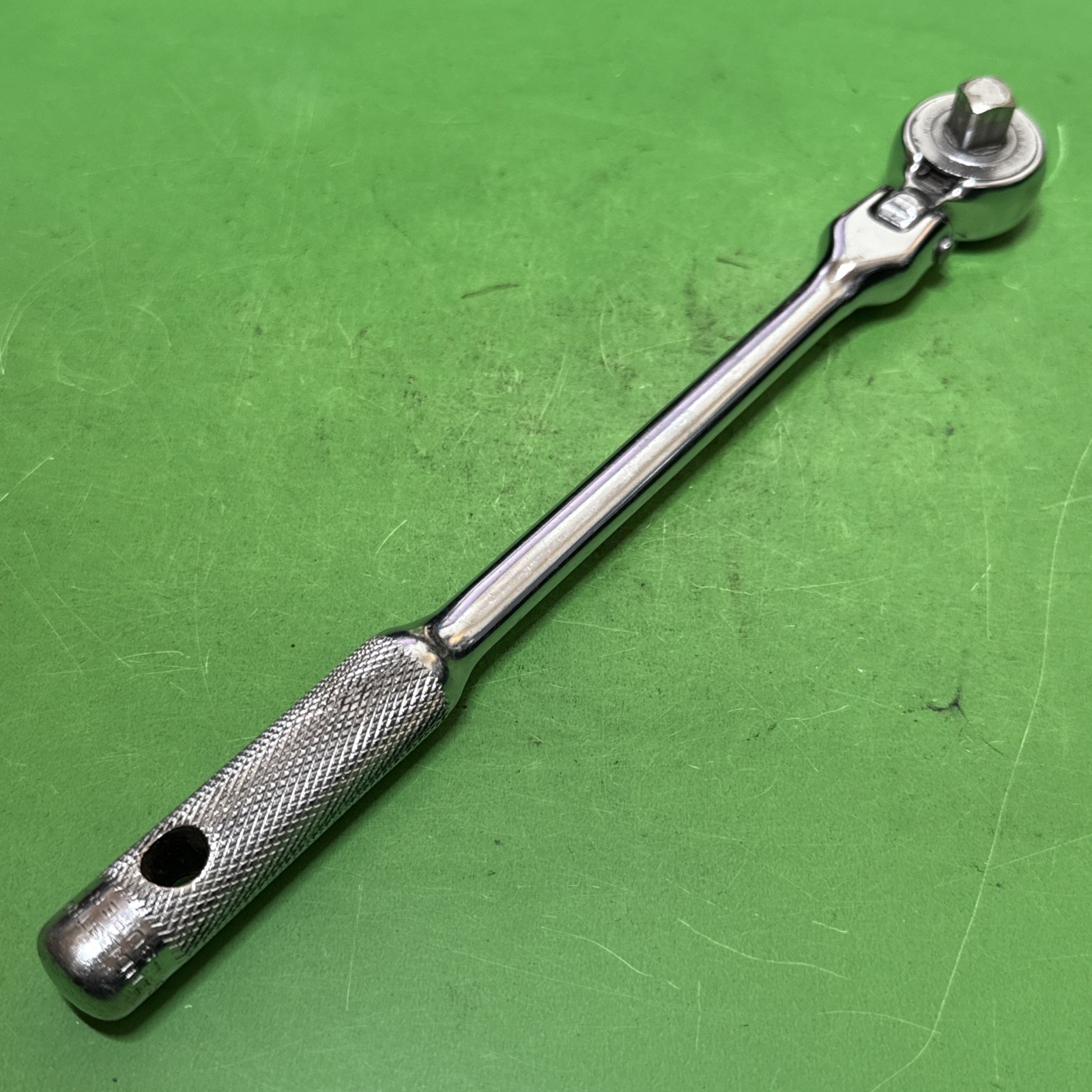 Rare Vintage Indestro Super USA 3/8″ Drive Flex Head Reversible Ratchet MPN 2736