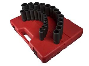 Sunex Tool 2827 1/2″ Dr. 12 Pt. 26 Pc. Metric Deep Impact Socket Set