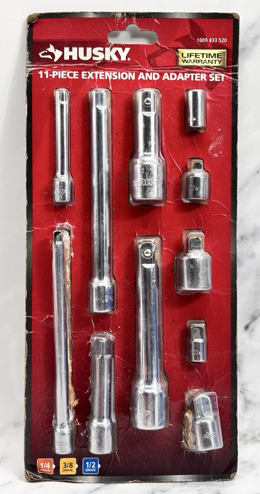 Husky 11 Piece Extension & Adapter Set 1/4” 3/8” 1/2” Drive New