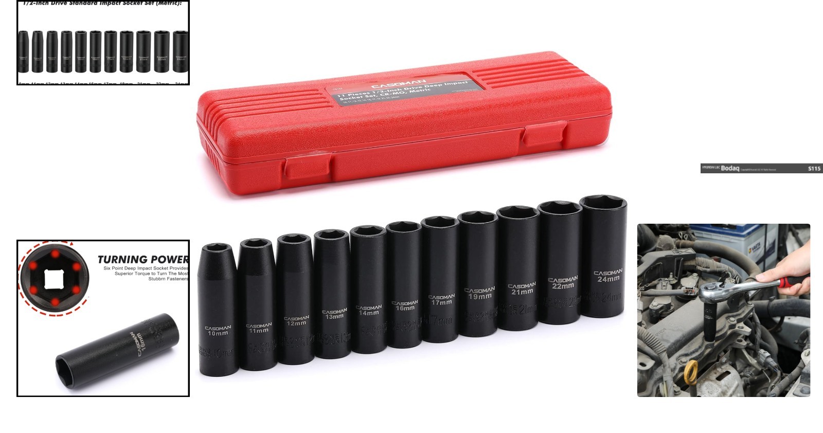 Corrosion-Resistant 1/2-Inch Impact Socket Set – 11 Durable Pieces Included