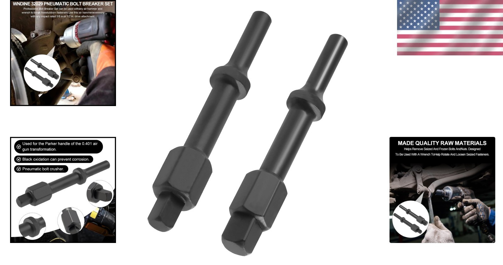 Shake ‘n Break Pneumatic Bolt Breaker Set – 1/2″ & 3/8″ Heavy-Duty Tools