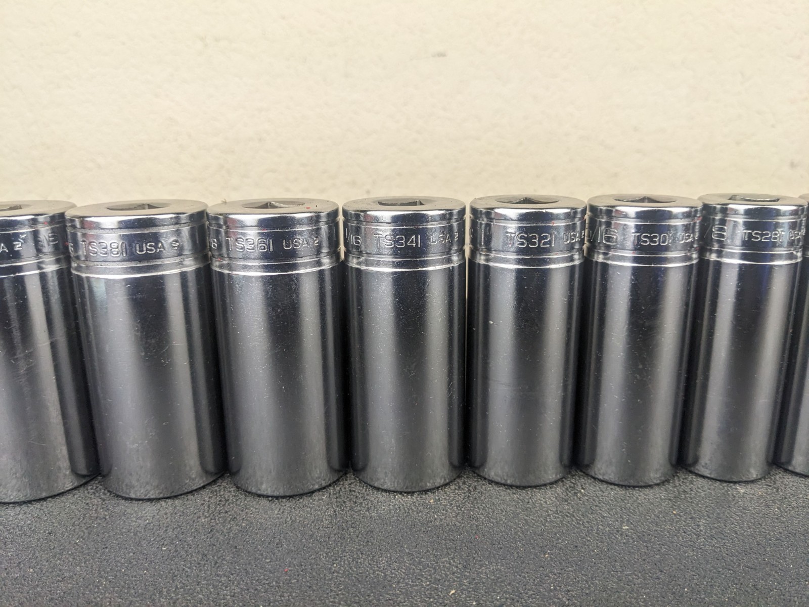 #af708 Snap On Tools NEW 1/2″ Drive Deep Socket Set SAE Chrome 6 Point 1-1/4″