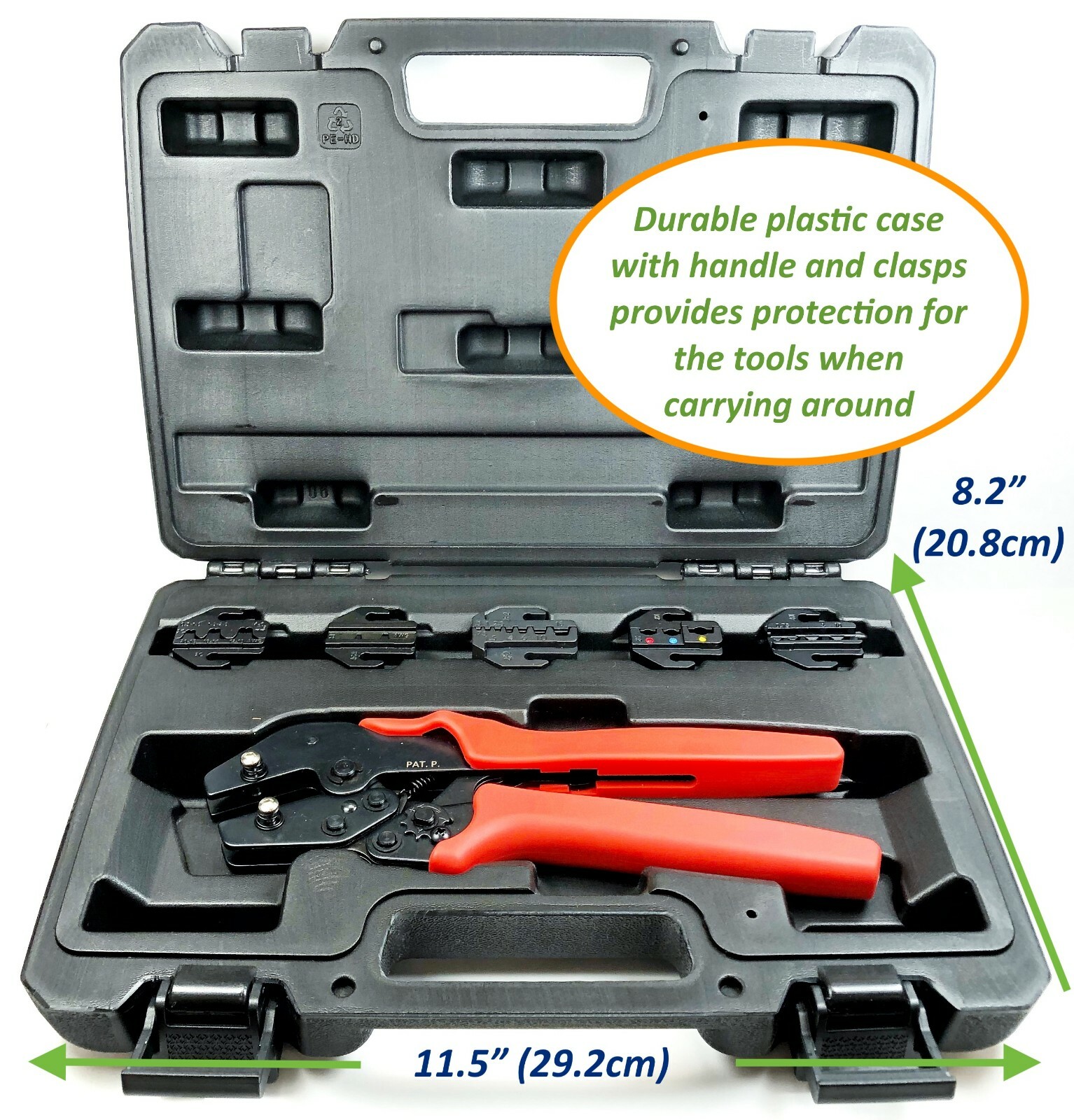 Quick Change Ratchet Crimp Tool Kit Wire Terminals 5 Dies Ring Open Barrel Pin
