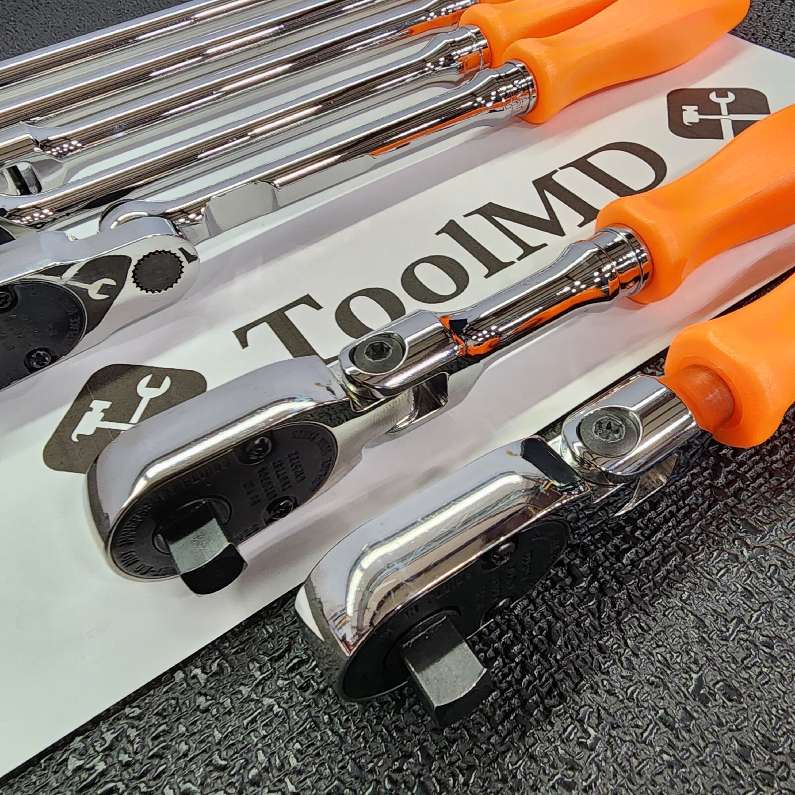 Snap-on Tools USA NEW 7pc ORANGE Hard Handle 3/8″ Drive Fixed Flex Ratchet Set