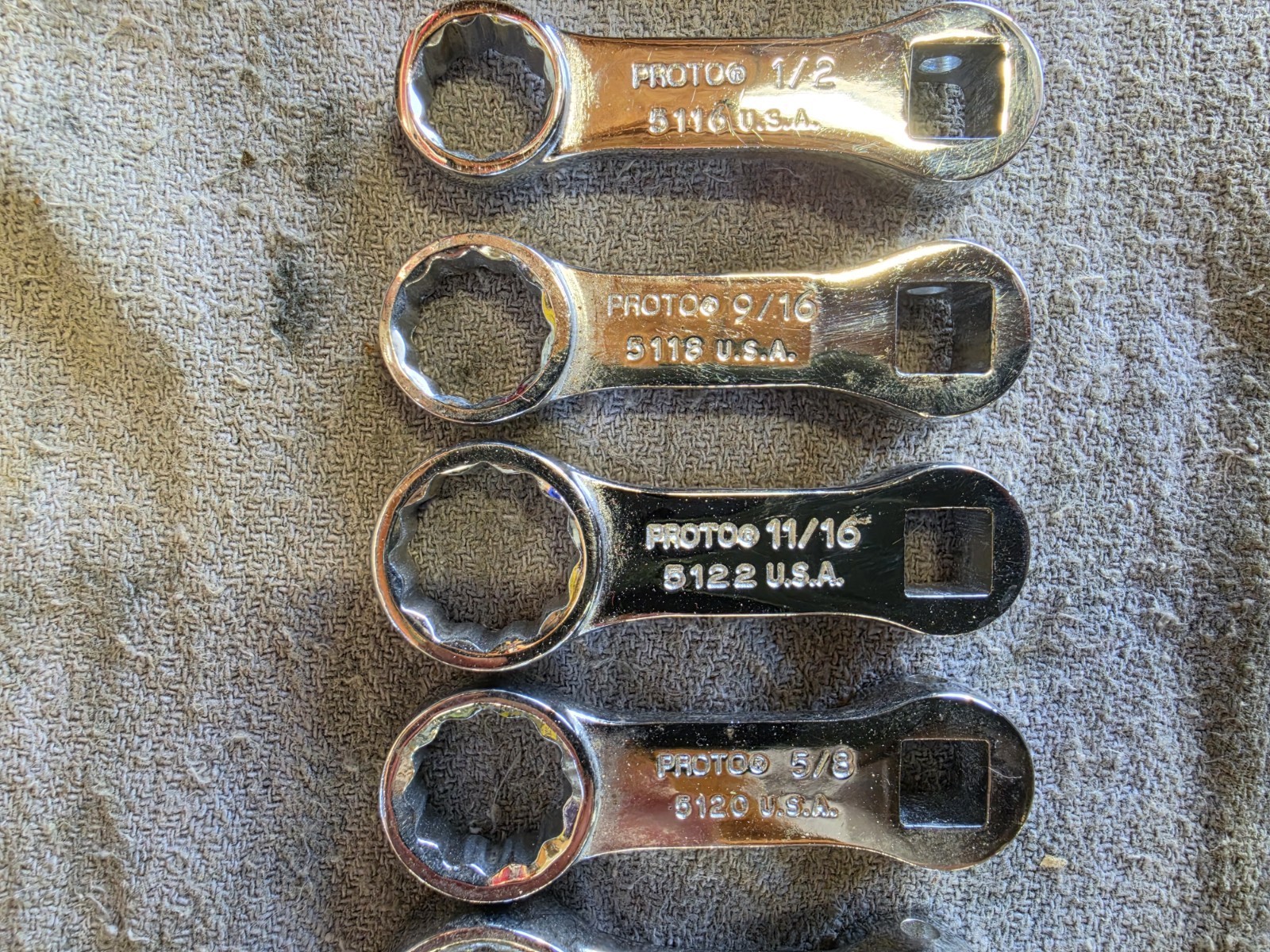 10pc Proto & Snap-on 3/8″ Dr. Torque Adapter Wrench Set SAE 5/16″ – 7/8″ USA