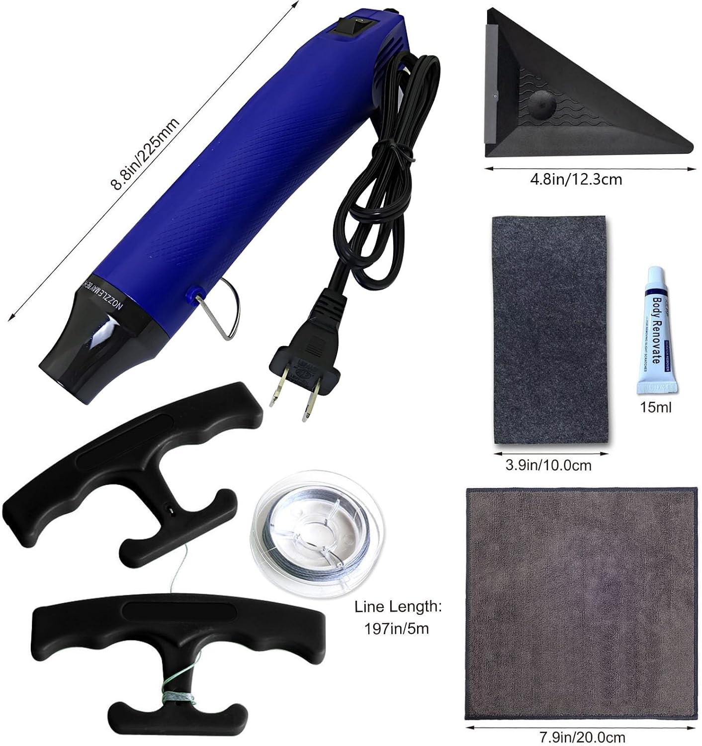 Versatile Car Emblem Removal Tool Set – Hot Air Gun, Squeegee & 5m Cord for Ease