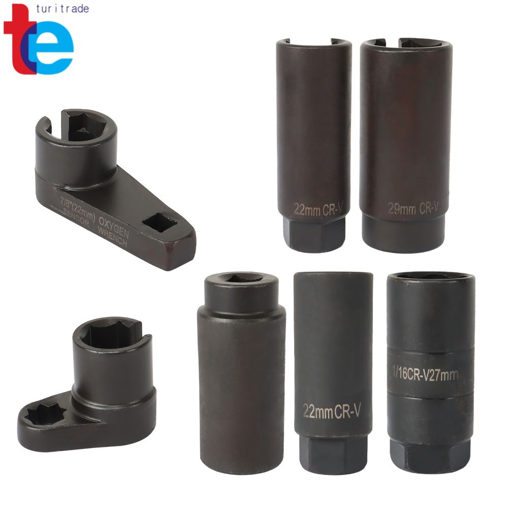 7Piece 1/2″ 3/8″ 7/8″ 22mm 27mm 29mm Oxygen O2 Sensor Wrenches Socket Tool Kit