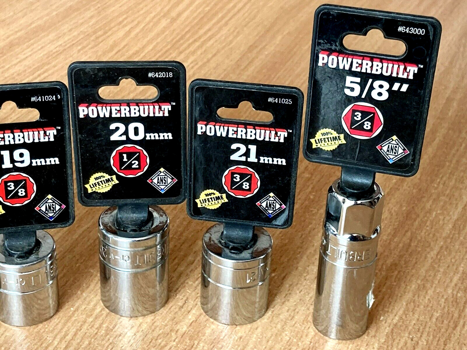 POWERBUILT ⅜ Inch Drive x 6mm,7mm,15mm,18mm,19mm,20mm,21mm,5/8″ Shallow Sockets