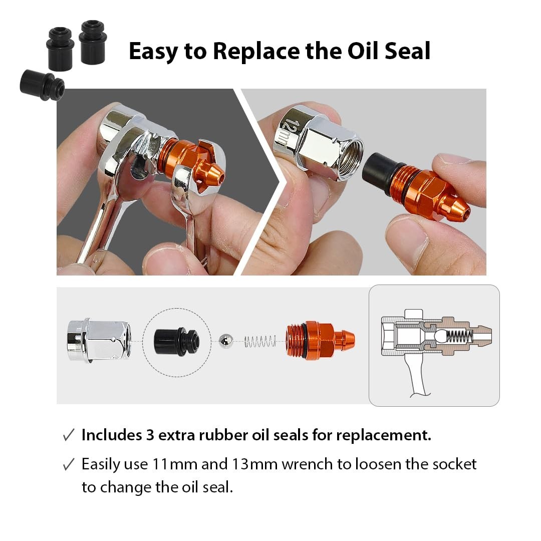 Upgraded Brake Bleeder Wrench Set with One Way Check Valve, 7-12mm & 3/8″ Socket