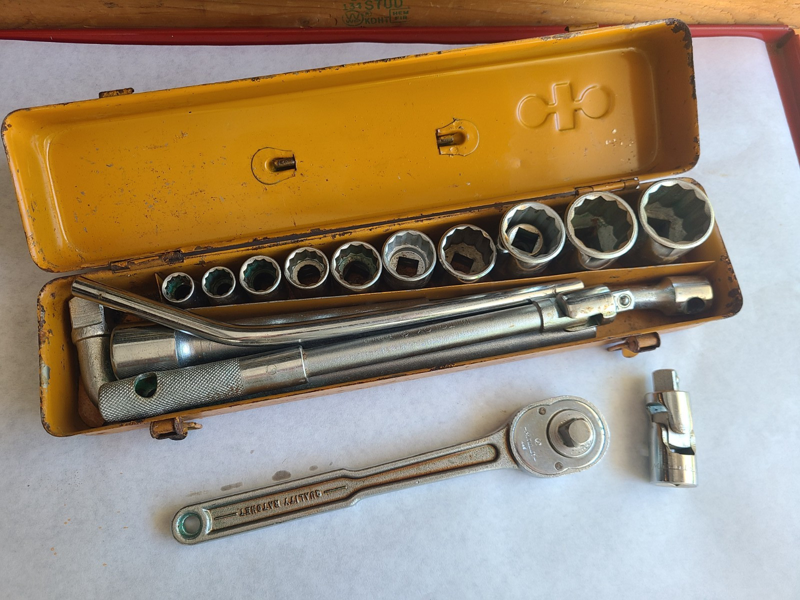 MITOLOY 449 1/2″ DRIVE RATCHET METRIC SOCKET SET SWIVEL Japan 3/4″ BREAKER BAR