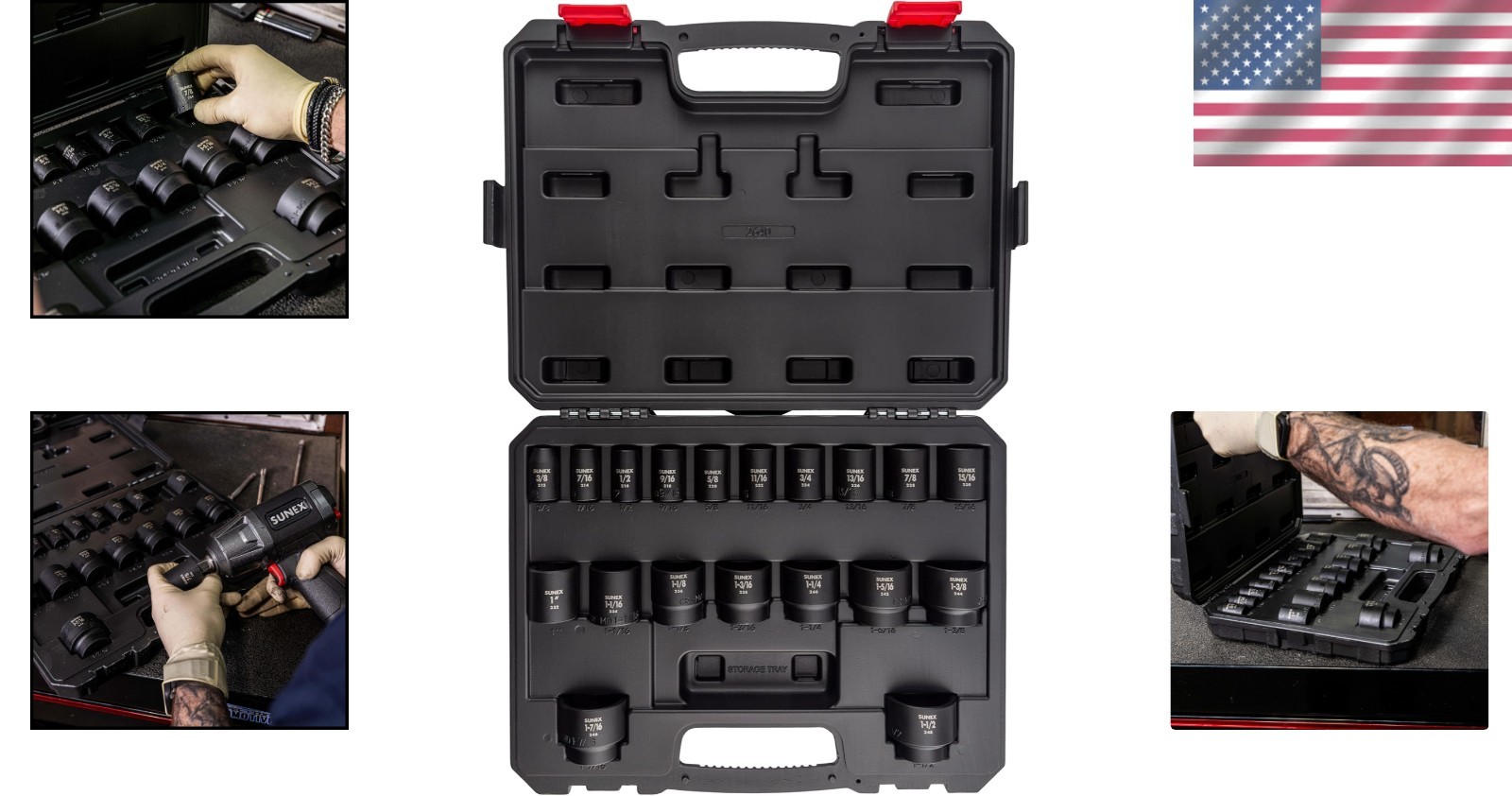 Pro 19-Piece SAE Impact Socket Set 1/2″ Drive Cr-Mo Steel Heavy Duty Case
