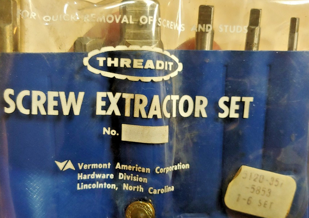 Vermont American/Threadit 6 Piece Extractor Set NO. 1-6, 3/32″ to 7/8″ USA
