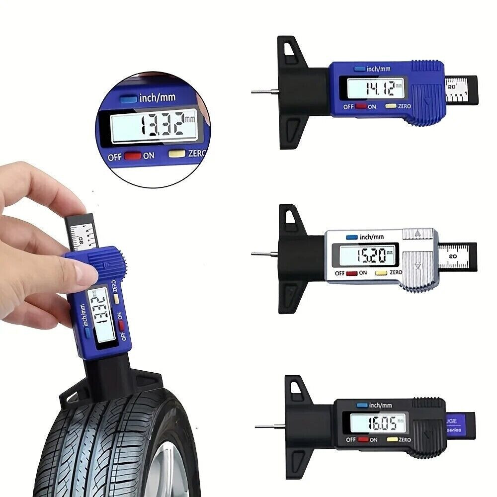 Digital Tyre Depth Gauge Tread Checker LCD Mini Tool For Motorbike Car Van HGV