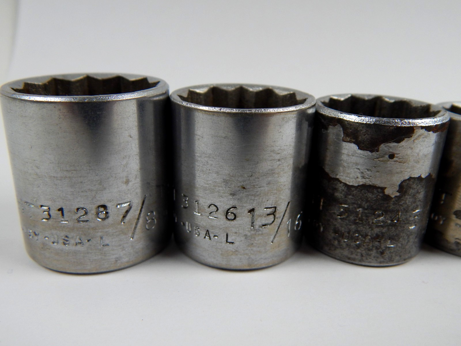 Vintage Wright Tools 3/8” Drive Shallow SAE Sockets 3/8″ to 7/8″ 3012 to 3128
