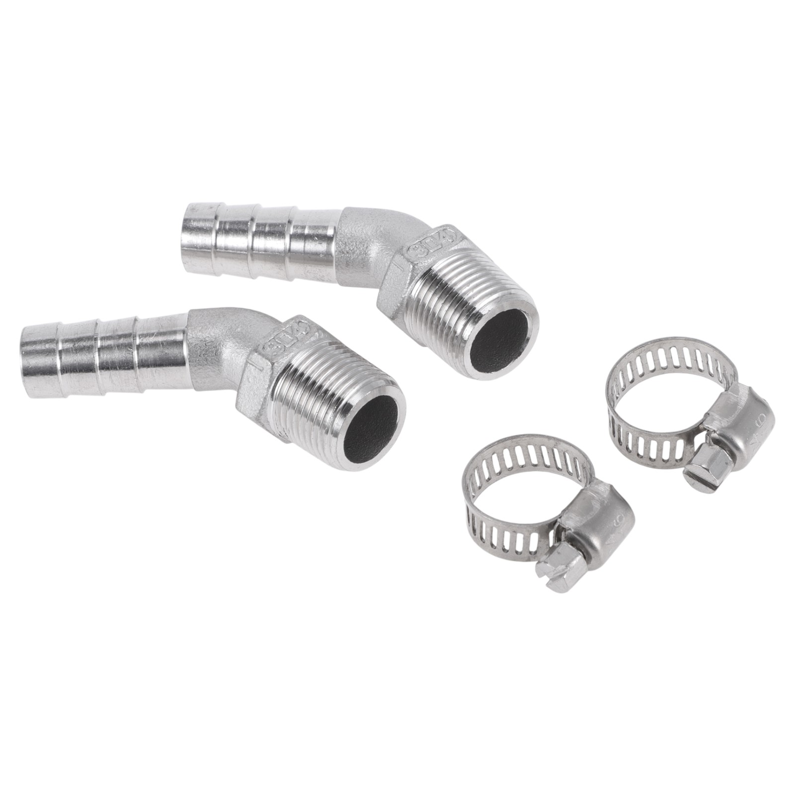 15/32″ OD 3/8″ BSPT 45° Elbow Beard Fittings with 2 Ties