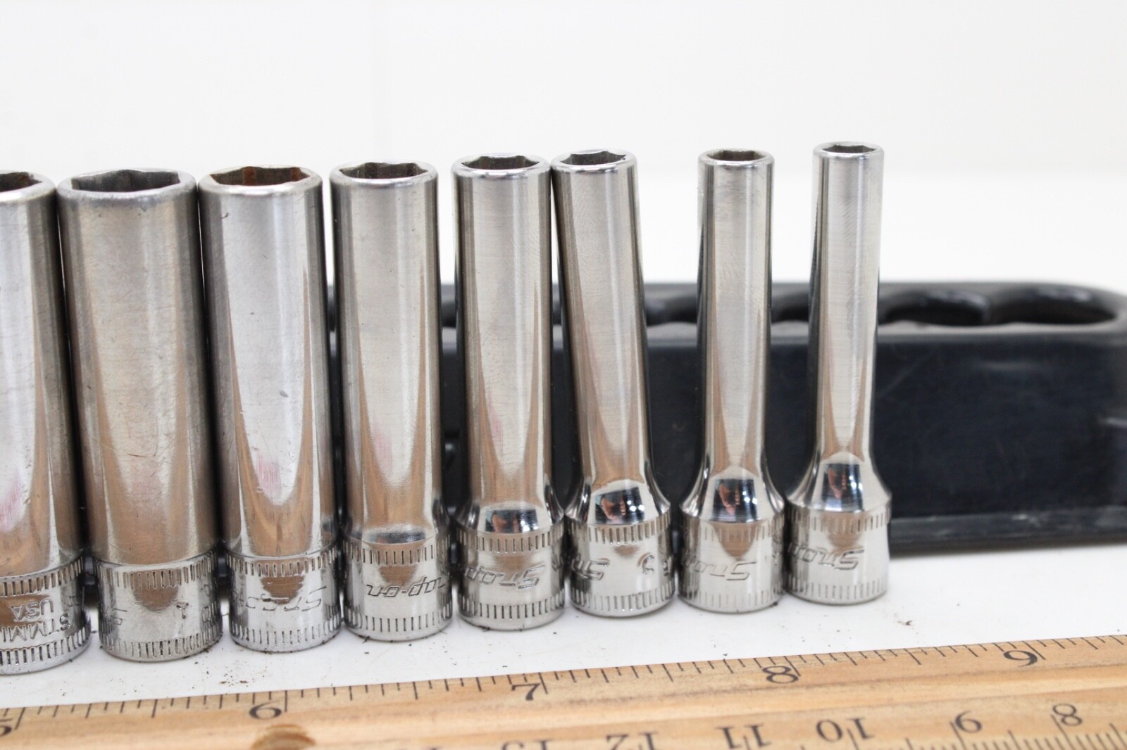 Snap-on 112STMMY 5-15mm 1/4″ Drive 12 Piece 6 Point Metric Deep Socket Set USA