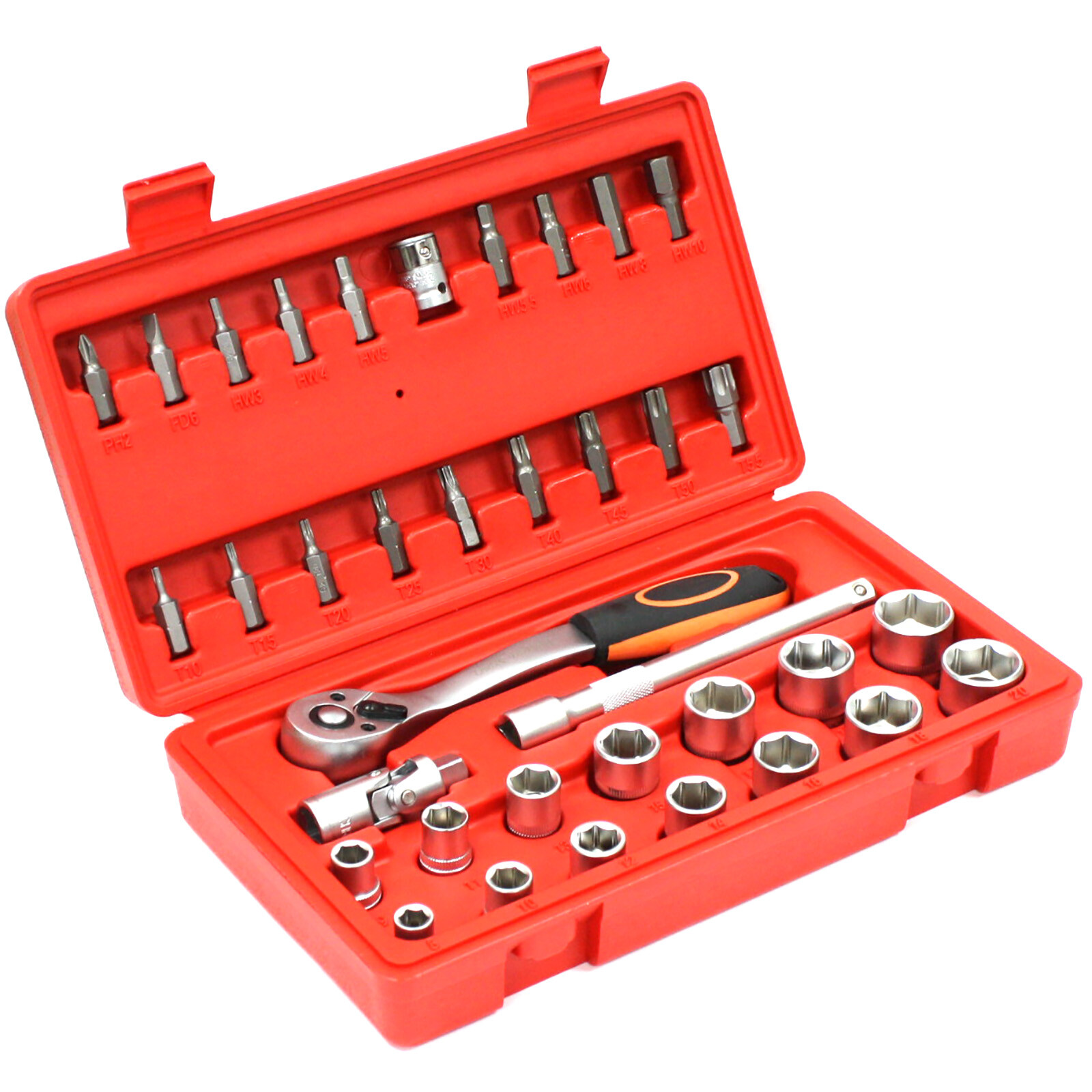 36 pcs 3/8″ Drive Metric Socket & Bit Set Star Hex Ratchet Wrench Bits Adapter
