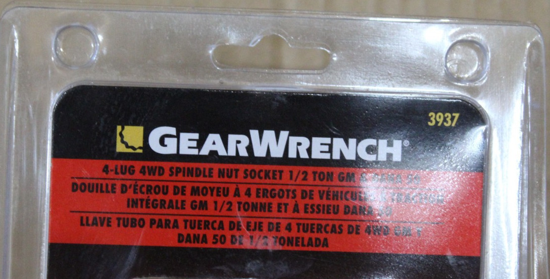 GEARWRENCH 3937 4-LUG 4WD SPINDLE NUT SOCKET 1/2 TON GM & DANA 50
