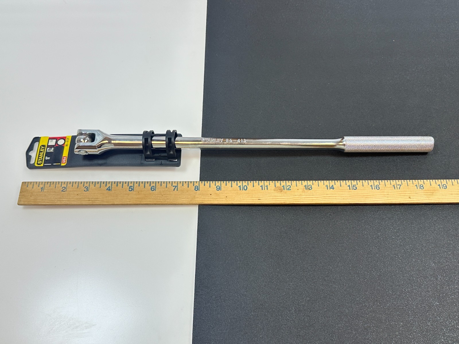 🇺🇸 NEW Stanley Tools USA 1/2″ Drive 16″ Chrome Knurled Breaker Bar, 86-413 NOS