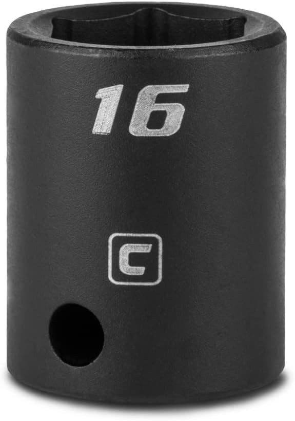 Professional 16 mm Impact Socket, 3/8-Inch Drive, Corrosion-Resistant Coating